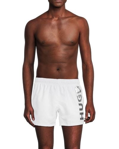 HUGO Abas Logo Swim Shorts - White