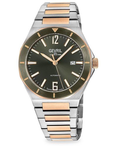 Gevril High Line 43mm Swiss Automatic Two Tone Stainless Steel Watch - Metallic