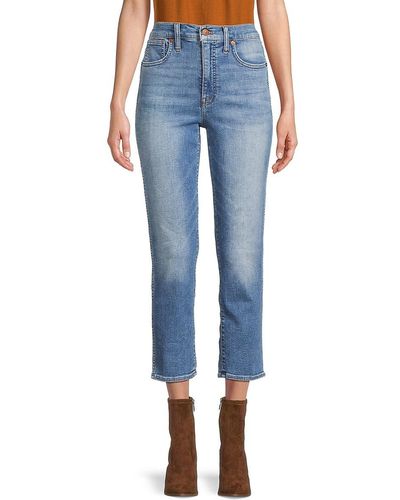 Madewell Stovepipe Mid Rise Cropped Jeans - Blue