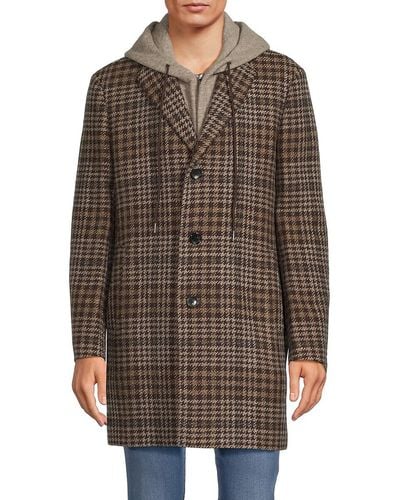 Cardinal Of Canada Tristen Houndstooth Hood Coat - Brown