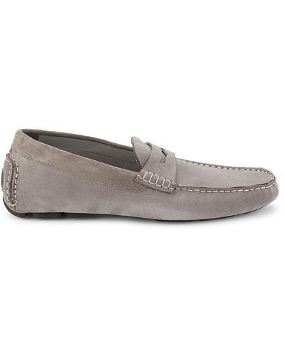 Johnston & Murphy Dayton Penny Suede Driving Loafers - Grey