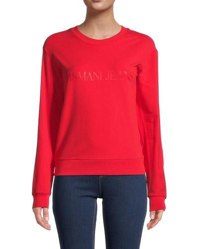 Armani Jeans Logo Dropped-shoulder Sweatshirt - Red