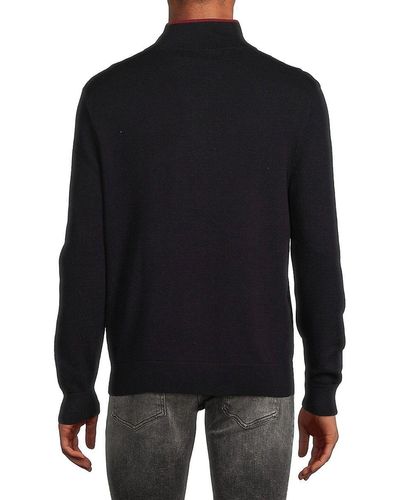Nautica Mock Neck Half Zip Sweater - Black