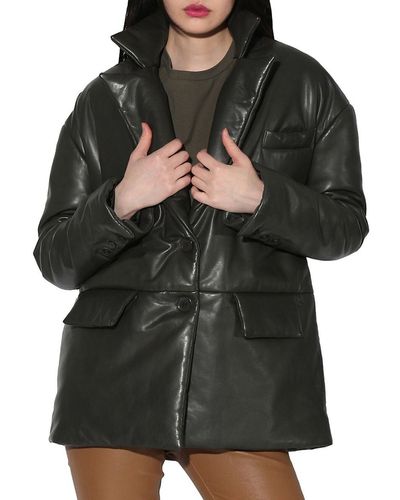 Walter Baker Camille Leather Puffer Jacket - Black