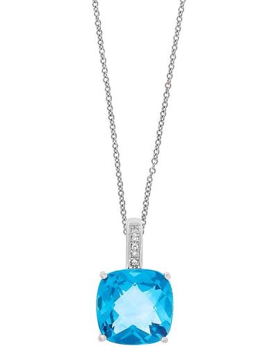 Effy December Blue Topaz & Diamond 14k White Gold Pendant Necklace