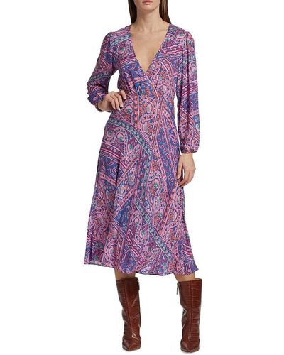 Ba&sh Franky Paisley Midi Wrap Dress - Purple