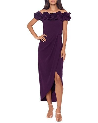 Xscape Ruffle Off Shoulder Wrap Dress - Purple