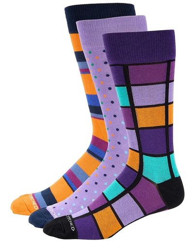 Unsimply Stitched 3-Pack Colorblock Crew Socks - Blue
