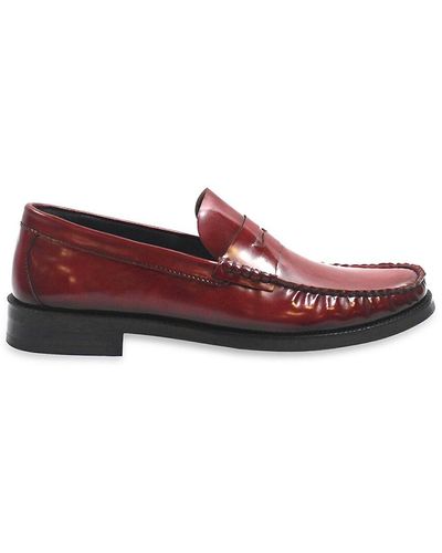VELLAPAIS Cornetto Leather Penny Loafers - Red