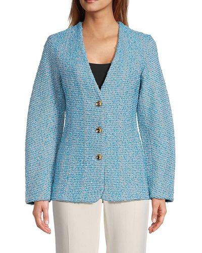 St. John Tweed Single Breasted Jacket - Blue