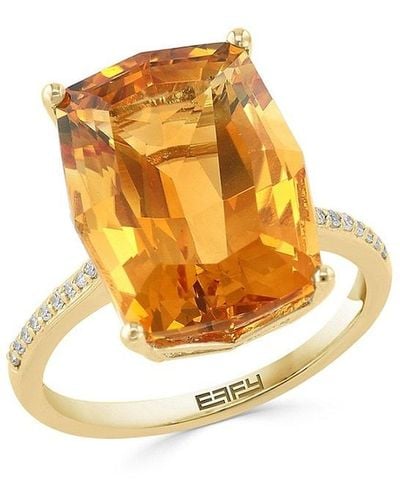 Effy 14K, Citrine & Diamond Ring - Metallic