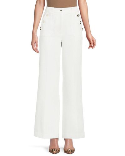 Tommy Hilfiger Button Wide Leg Trousers - White