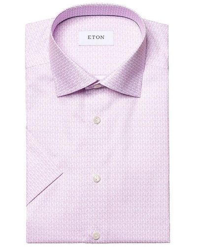 Eton Slim Fit Seahorse Short Sleeve Dress Shirt - Pink