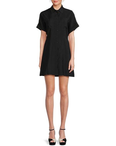 Saks Fifth Avenue Button Down Mini Dress - Black