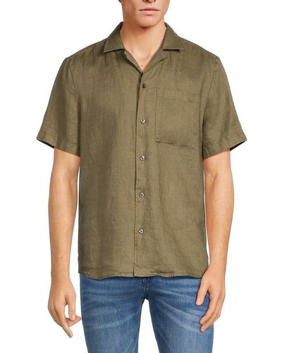 HUGO Ellino Linen Camp Shirt - Green
