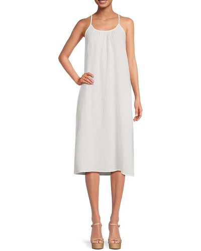Saks Fifth Avenue Gauze Shift Midi Dress - White