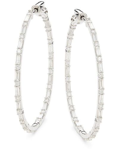 Saks Fifth Avenue Inside Out 14k White Gold & 2 Tcw Diamond Hoop Earrings