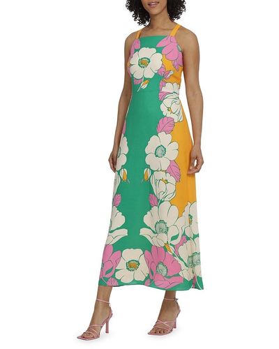 Maggy London Floral Maxi Dress - Green