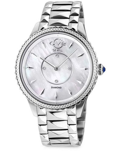 Gv2 Siena 38Mm Stainless Steel, Mother Of Pearl & 0.02 Tcw Diamond Bracelet Watch - Metallic