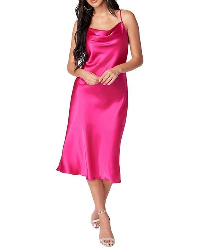 Bebe Solid Satin Bias Slip Dress - Pink