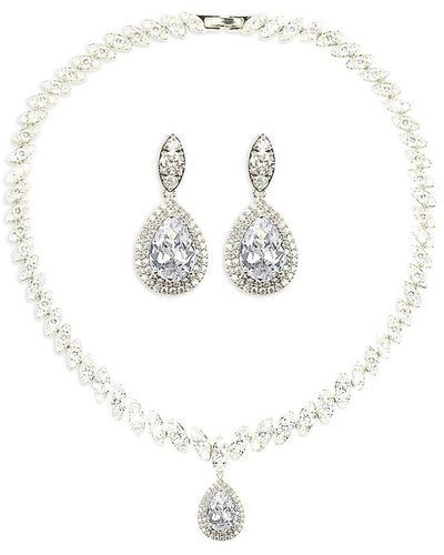 Eye Candy LA 2-piece The Luxe May Silvertone & Cubic Zirconia Necklace & Earrings Set - White
