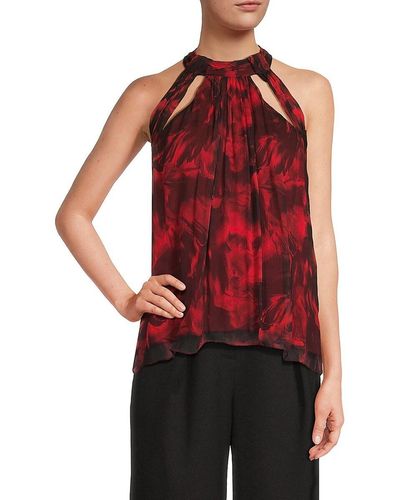 BCBGMAXAZRIA 'Abstract Halterneck Top - Red