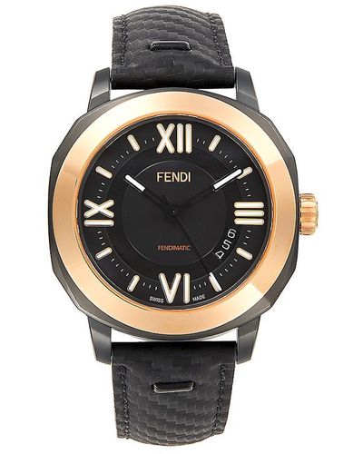 Fendi Selleria 42mm Stainless Steel, 18k Rose Goldplated Case & Leather Strap Automatic Watch - Multicolour