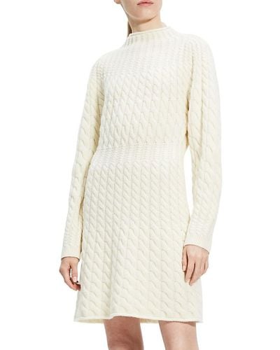 Theory 'Wool Blend Cable Knit Minidress - White