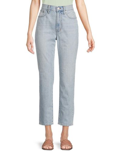 Madewell High Rise Light Wash Cropped Jeans - Blue