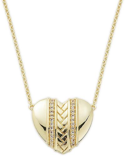 Judith Ripka 14k Goldplated Sterling Silver & White Topaz Heart Pendant Necklace - Metallic