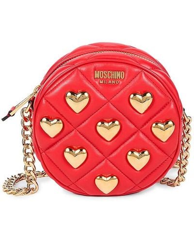 Moschino Quilted Leather Crossbody Bag - Red