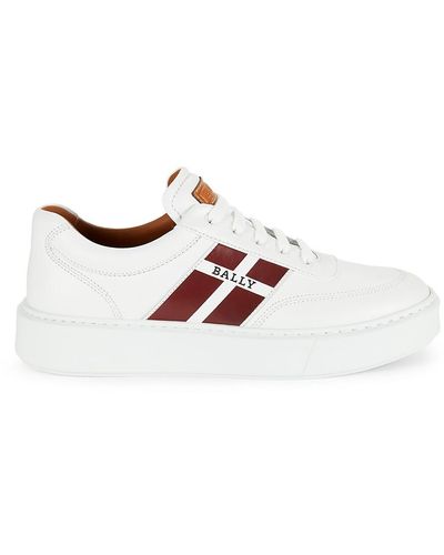 Bally Logo Low Top Leather Trainers - Multicolour