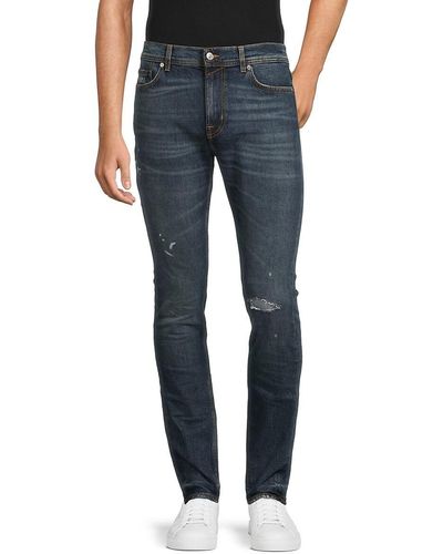 7 For All Mankind Paxtyn Mid Rise Skinny Jeans - Blue