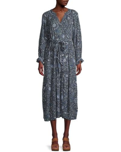 Democracy Crochet-trim Paisley Print Dress - Blue