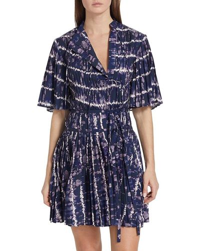 Altuzarra Tosha Tie Dye Pleated Mini Dress - Blue