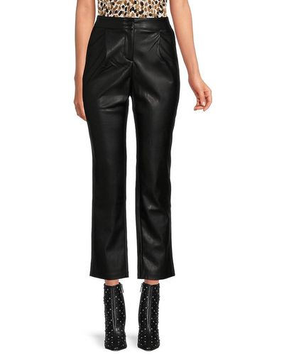 Ellen Tracy Faux Leather Cropped Trousers - Black