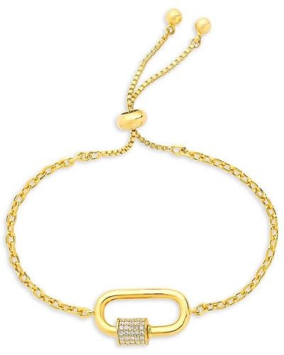 Sterling Forever Goldplated & Cubic Zirconia Carabiner Bolo Bracelet - Metallic