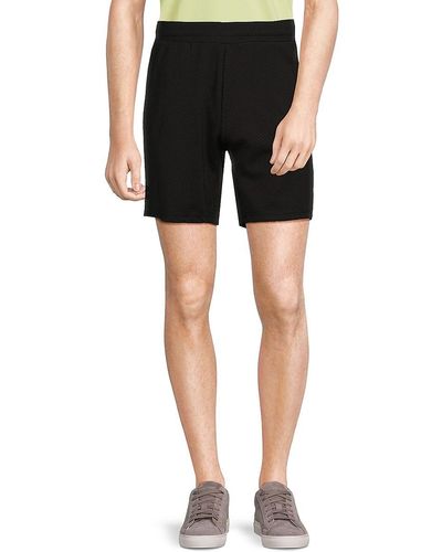 FLEECE FACTORY Textured Flat Front Shorts - Black