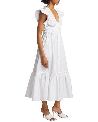 Derek Lam Greta Poplin A Line Midi Dress - White