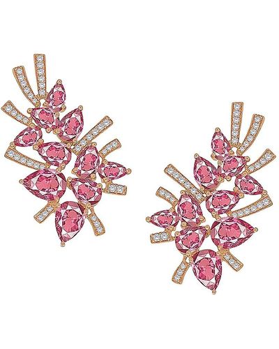 Hueb Botanica 18k Rose Gold, Pink Sapphire & Diamond Oversized Stud Earrings