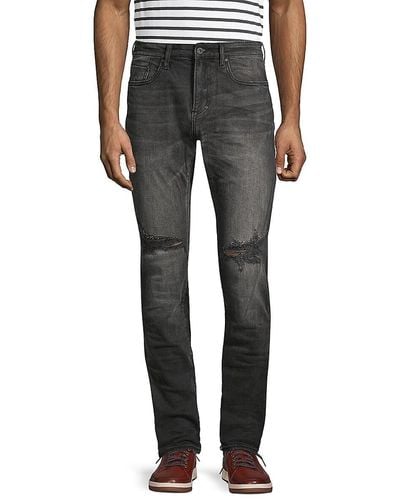 PRPS High Rise Distressed Slim Fit Jeans - Gray