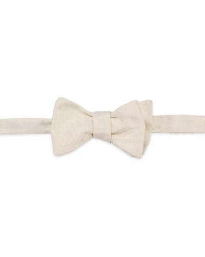 Eton Paisley Silk Pre-tied Bow Tie - White