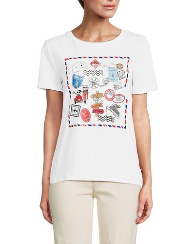 Karl Lagerfeld Postcard Whimsy Graphic Tee - White