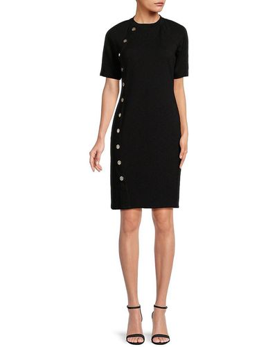 Tommy Hilfiger Short Sleeve Sheath Mini Dress - Black