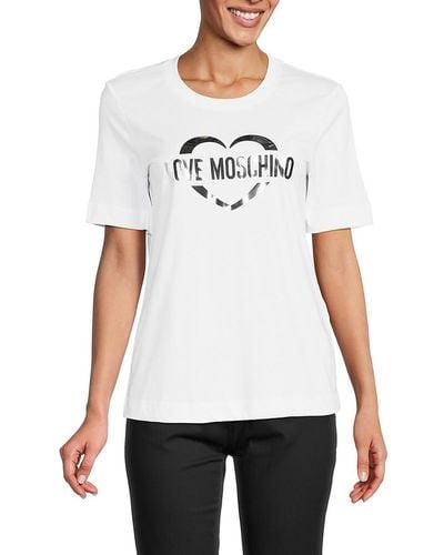 Love Moschino Metallic Logo Tee - White