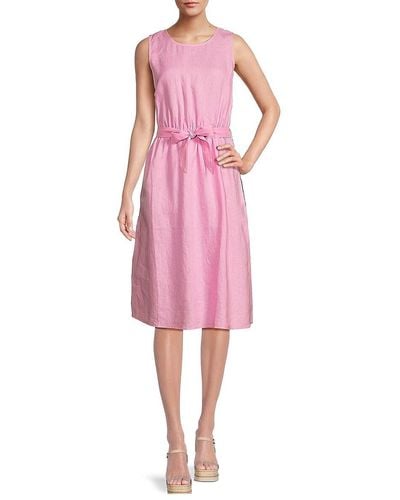 Saks Fifth Avenue 100% Linen Sleeveless Mini Dress - Pink