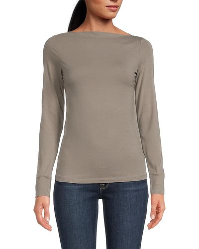 James Perse Stretch Cotton Boatneck Top - Grey