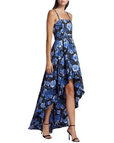 Alice + Olivia Alice + Olivia Florence Floral High Low Gown - Blue