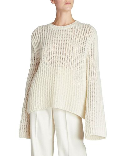 Chloé Wool Blend Ladder Knit Sweater - White