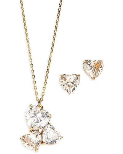 Kate Spade 2-piece My Love Goldplated Studs & Pendant Set - White